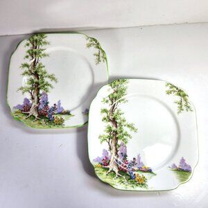 Royal Albert Greenwood Tree Bread & Butter Plates Set 2 6 7/8" No Wear V…